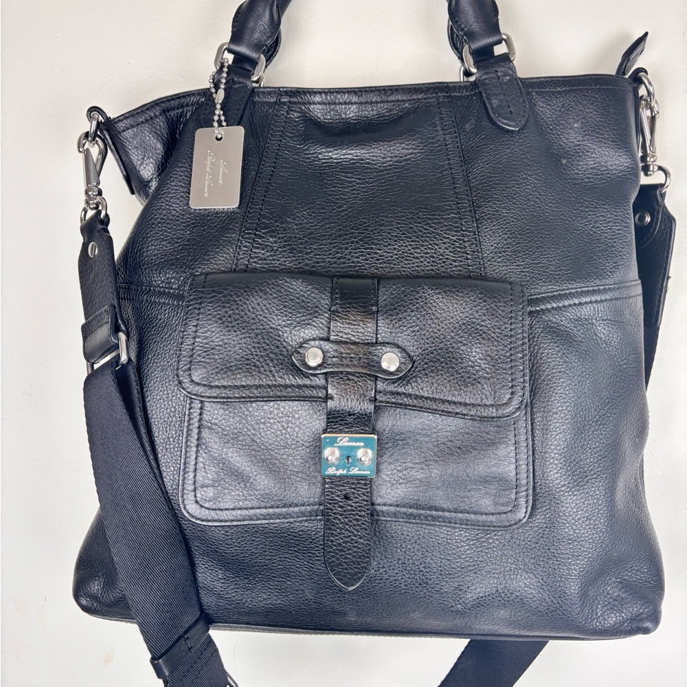Rare RALPH LAUREN Governors Lodge bag in black leather-LG crossbody messenger